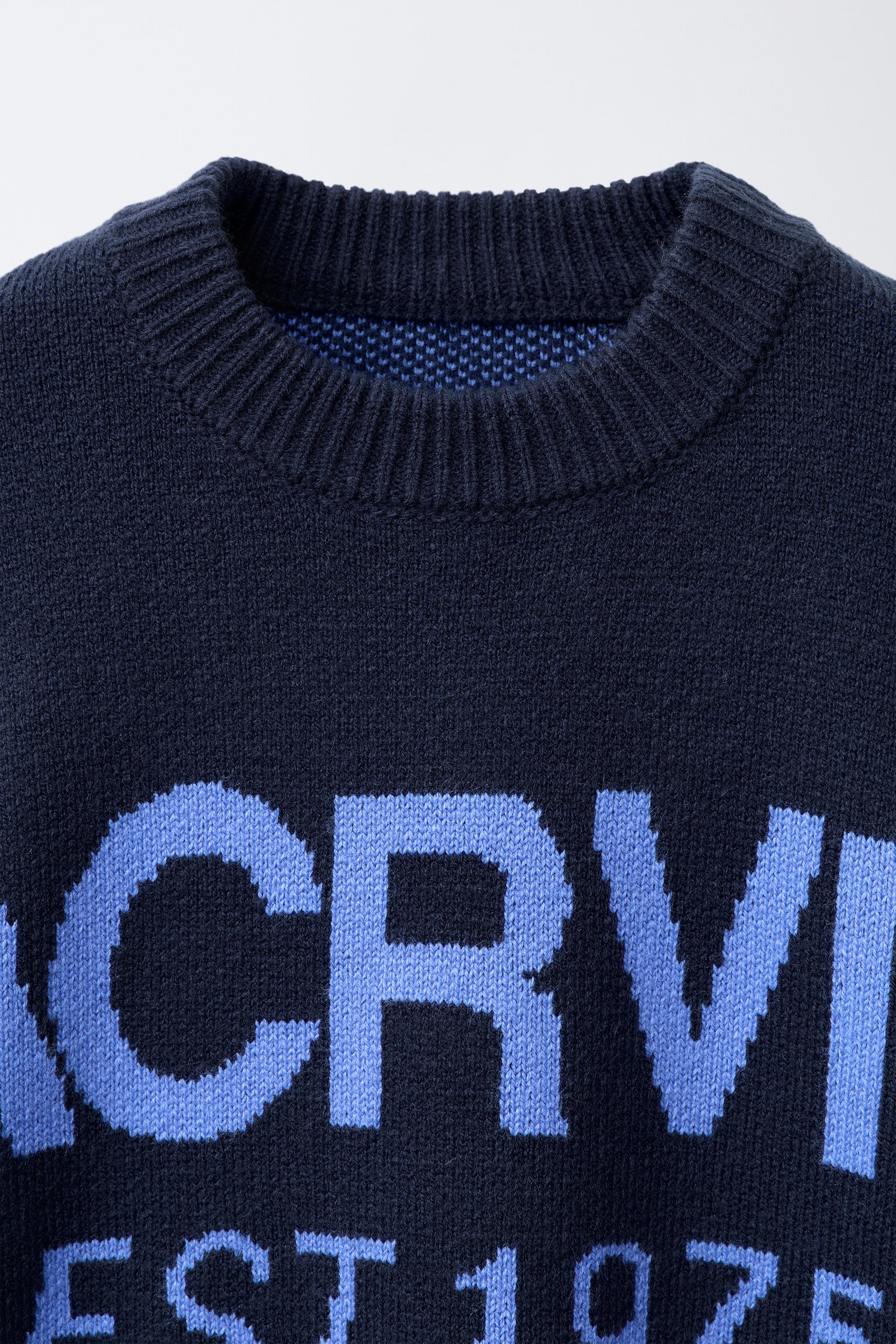 JACQUARD KNIT TEXT SWEATER